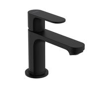 hansgrohe Rebris S grifo de columna 80 con maneta, conexión de agua fría, sin juego de desagüe, proyección 121 mm, 72503670, Color: negro mate