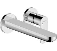 hansgrohe Rebris S - grifo lavabo empotrado con desagüe, grifo monomando lavabo 20 cm, mezclador monomando lavabo ahorro de agua (EcoSmart), cromo, 72528000