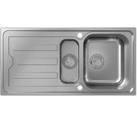hansgrohe S44 fregadero empotrado 342/145, acero inoxidable, con escurridor, 2 cubetas, 1000x500mm, 43366800