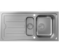 hansgrohe S44 fregadero empotrado 342/145, acero inoxidable, con escurridor, 2 cubetas, 1010x510mm, enrasado, 43370800