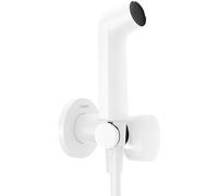 hansgrohe set de bidé S, ducha de bidet con 1 tipo de chorro ahorro de agua (EcoSmart), incl. llave de paso, soporte de ducha y flexo de ducha 1,25 m, para agua caliente, blanco mate
