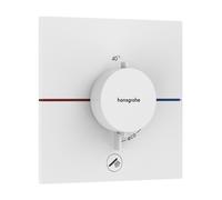 hansgrohe ShowerSelect Comfort E termostato, empotrado, 1 consumidor, una salida adicional, roseta cuadrada, 15575700, Color: Blanco Mate