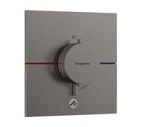 hansgrohe ShowerSelect Comfort E termostato, empotrado, 1 consumidor, una salida adicional, roseta cuadrada, 15575340, Color: Cromo negro cepillado