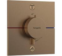 hansgrohe ShowerSelect Comfort E, termostato empotrado con combinación de seguridad, botón de seguridad (SafetyStop) a 40°C, termostato rectangular para ducha/bañera, 2 funciones, bronce cepillado