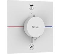 hansgrohe ShowerSelect Comfort E, termostato empotrado con combinación de seguridad, con botón de seguridad (SafetyStop) a 40°C, termostato rectangular para ducha/bañera, 2 funciones, blanco mate