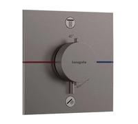 Termostato hansgrohe ShowerSelect Comfort E, empotrado, 2 consumidores, roseta cuadrada, 15572340, Color: Cromo negro cepillado