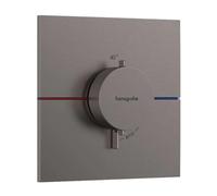 hansgrohe ShowerSelect Comfort E, termostato empotrado , grifo con botón de seguridad (SafetyStop) a 40 °C, termostato rectangular para ducha y bañera, para 3 funciones, cromo negro cepillado
