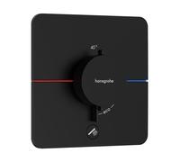 hansgrohe ShowerSelect Comfort Q termostato, empotrado, 1 consumidor, una salida adicional, roseta Soft Egde, 15589670, Color: negro mate