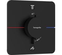 Termostato hansgrohe ShowerSelect Comfort Q, empotrado, 2 consumidores, roseta Soft Edge, con combinación de fusibles, 15586670, Color: negro mate