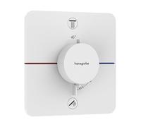 hansgrohe ShowerSelect Comfort Q, termostato empotrado con combinación de seguridad, grifo con botón de seguridad (SafetyStop) a 40 °C, termostato para ducha y bañera, para 2 funciones, blanco mate