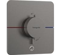 hansgrohe ShowerSelect Comfort Q, termostato empotrado con una salida adicional, grifo con botón de seguridad (SafetyStop) a 40°C, termostato para ducha y bañera, 1 función, cromo negro cepillado