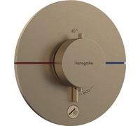 hansgrohe ShowerSelect Comfort S, termostato empotrado con una salida adicional, grifo con botón de seguridad (SafetyStop) a 40°C, termostato redondo para ducha y bañera, 1 función, bronce cepillado