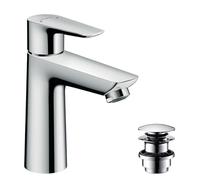 Hansgrohe Grifo monomando para lavabo Talis E 71711000, cromo, desagüe Push-Open, EcoSmart