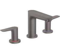 hansgrohe Talis E Mezclador de lavabo de 3 agujeros, residuos emergentes, proyección de 112mm, 71733340, Color: Cromo negro cepillado