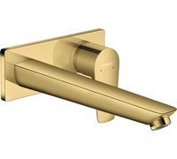 hansgrohe Talis E mezclador monomando de lavabo empotrado, montado en la pared, válvula de colador desbloqueable, proyección de 225mm, 71734990, Color: Óptica Oro Pulido