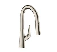 Hansgrohe Talis M51 - Grifo monomando de fregadero 160 con ducha extraíble, aspecto de acero inoxidable 72815800