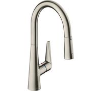 hansgrohe Talis M51 Mezclador monomando de cocina 200, 2 tipos de chorro, Eco, 72817800, Color: Acabado en acero inoxidable
