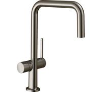 hansgrohe Talis M54 mezclador monomando de cocina U 220, válvula de cierre de aparato, 1jet, 72807800, Color: acabado en acero inoxidable