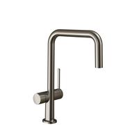 hansgrohe Talis M54 mezclador monomando de cocina U 220, válvula de cierre de aparato, 1jet, 72807800, Color: acabado en acero inoxidable