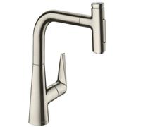 hansgrohe Talis M51 monomando de cocina 220, ducha extraíble, 2jet, sBox, 73868800, Color: Acabado en acero inoxidable