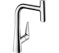 hansgrohe Talis Select M51 Monomando de cocina 220, caño extraíble, 1 tobera, 72822000, Color: cromado