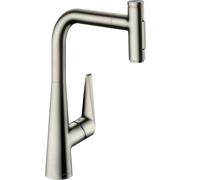 hansgrohe Talis Select M51 Monomando de cocina 300, ducha extraíble, 2jet, sBox, 73867800, Color: Acabado en acero inoxidable