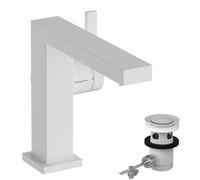 hansgrohe Tecturis E Fine mezclador monomando de lavabo 110, proyección 155mm, juego de desagüe, CoolStart, EcoSmart+, 73023700, Color: Blanco Mate