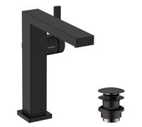 hansgrohe Tecturis E Fine mezclador monomando de lavabo 150, proyección 157mm, juego de desagüe, CoolStart, EcoSmart+, 73040670, Color: negro mate