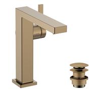 hansgrohe Tecturis E Fine mezclador monomando de lavabo 150, proyección 157mm, juego de desagüe, CoolStart, EcoSmart+, 73040140, Color: Bronce cepillado