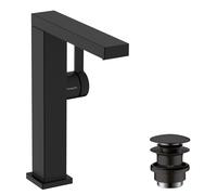 hansgrohe Tecturis E Fine Mezclador monomando de lavabo 210, orientable, proyección 157mm, con juego de desagüe, CoolStart, EcoSmart+, 73060670, Color: negro mate