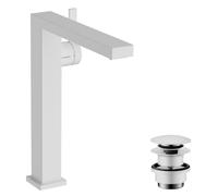 hansgrohe Tecturis E Fine mezclador monomando de lavabo 240, proyección 197mm, con juego de desagüe, CoolStart, EcoSmart+, 73070700, Color: Blanco Mate