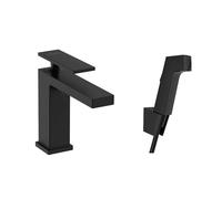 Hansgrohe Tecturis E - Grifo de lavabo con ducha de bidé, con desagüe Push-Open, EcoSmart, negro mate 73210670