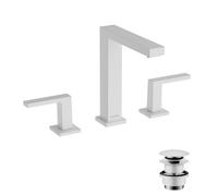 hansgrohe Tecturis E - grifo lavabo de 3 agujeros con vaciador Push-Open, grifo monomando lavabo 173 mm, mezclador monomando lavabo ahorro de agua (EcoSmart+), blanco mate, 73030700