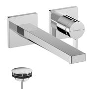 hansgrohe Tecturis E - grifo lavabo empotrado con desagüe, grifo monomando lavabo 22,5 cm, mezclador monomando lavabo ahorro de agua (EcoSmart+), cromo, 73051000