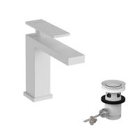 hansgrohe Tecturis E mezclador monomando de lavabo 110, proyección 144mm, con juego de desagüe, EcoSmart+, 73010700, Color: Blanco Mate