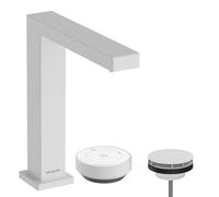 hansgrohe Tecturis E mezclador monomando de lavabo 150, 2 agujeros, juego de desagüe, proyección 158mm, EcoSmart+, CoolStart, 73053700, Color: Blanco Mate