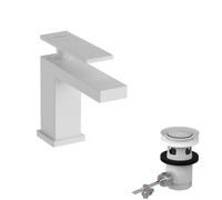 hansgrohe Tecturis E mezclador monomando de lavabo 80, 122 mm de proyección, con juego de desagüe, CoolStart, EcoSmart+, 73002700, Color: Blanco Mate