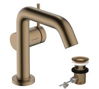 hansgrohe Tecturis S grifería de lavabo 110 Fine CoolStart, EcoSmart+, con juego de desagüe, 130mm de alcance, 73323140, Color: Bronce cepillado