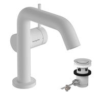hansgrohe Tecturis S grifería de lavabo 110 Fine CoolStart, EcoSmart+, con juego de desagüe, 130mm de alcance, 73323700, Color: Blanco mate