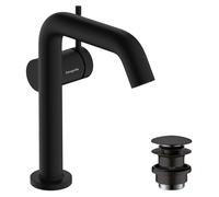 hansgrohe Tecturis S grifería de lavabo 150 Fine CoolStart, EcoSmart+, con juego de desagüe PUSH, alcance 139mm, 73340670, Color: negro mate