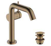 hansgrohe Tecturis S grifería de lavabo 150 Fine CoolStart, EcoSmart+, con juego de desagüe PUSH, alcance 139mm, 73340140, Color: Bronce cepillado