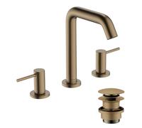 hansgrohe Tecturis S Grifería de lavabo de 3 orificios 150, alcance 139mm, 73330140, Color: Bronce cepillado
