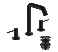 hansgrohe Tecturis S Grifería de lavabo de 3 orificios 150, alcance 139mm, 73330670, Color: negro mate