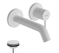 hansgrohe Tecturis S grifería de lavabo modelo empotrado para montaje en pared, EcoSmart+, 165 mm de alcance, 73350700, Color: Blanco mate