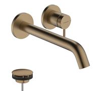 hansgrohe Tecturis S grifería de lavabo modelo empotrado para montaje en pared, EcoSmart+, alcance 225mm, 73351140, Color: Bronce cepillado