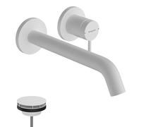 hansgrohe Tecturis S grifería de lavabo modelo empotrado para montaje en pared, EcoSmart+, alcance 225mm, 73351700, Color: Blanco mate