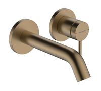 Hansgrohe Tecturis S - Grifo de lavabo empotrado, con desagüe, instalación de 2 agujeros, EcoSmart, bronce cepillado 73350140