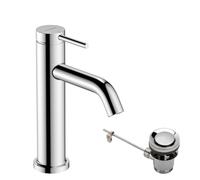 hansgrohe Tecturis S - grifo lavabo con vaciador automático, grifo monomando lavabo 105 mm, mezclador monomando lavabo ahorro de agua (EcoSmart+), cromo, 73314000
