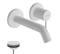 hansgrohe Tecturis S - grifo lavabo empotrado con desagüe, grifo monomando lavabo 16,5 cm, mezclador monomando lavabo ahorro de agua (EcoSmart+), blanco mate, 73350700