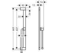 hansgrohe Barra de ducha Unica S PURO 65 cm, soporte para alcachofa de ducha Easy Slide, flexo de ducha Isiflex 160 cm, 24402000, Color: cromado